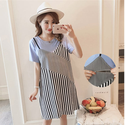Striped Patchwork Cotton Breastfeeding Clothes