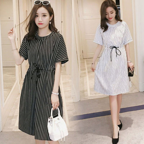 Vertical Striped Nursing Dress