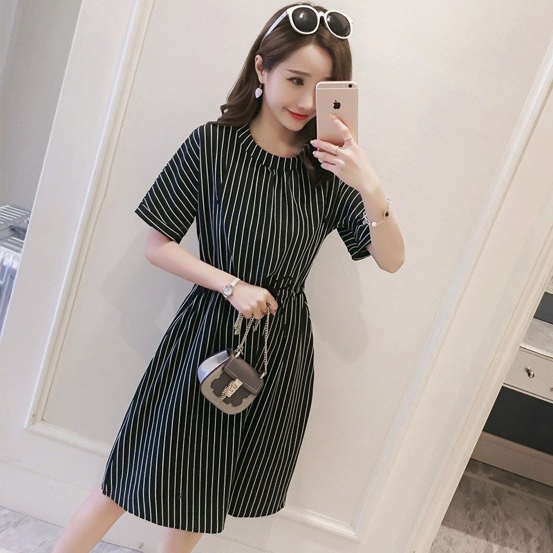 Vertical Striped Nursing Dress