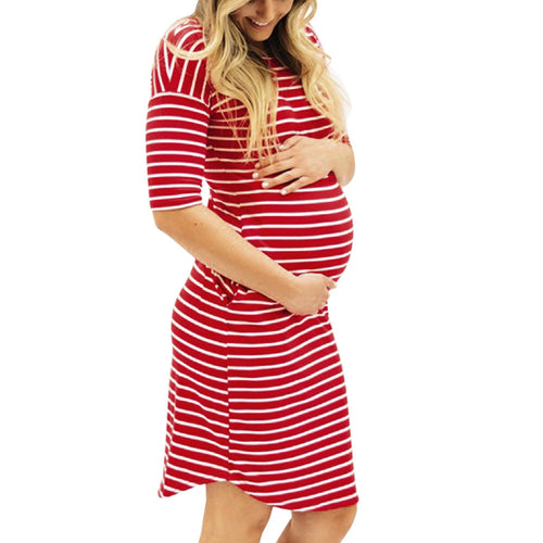 Striped Pregnancy Casual Dress